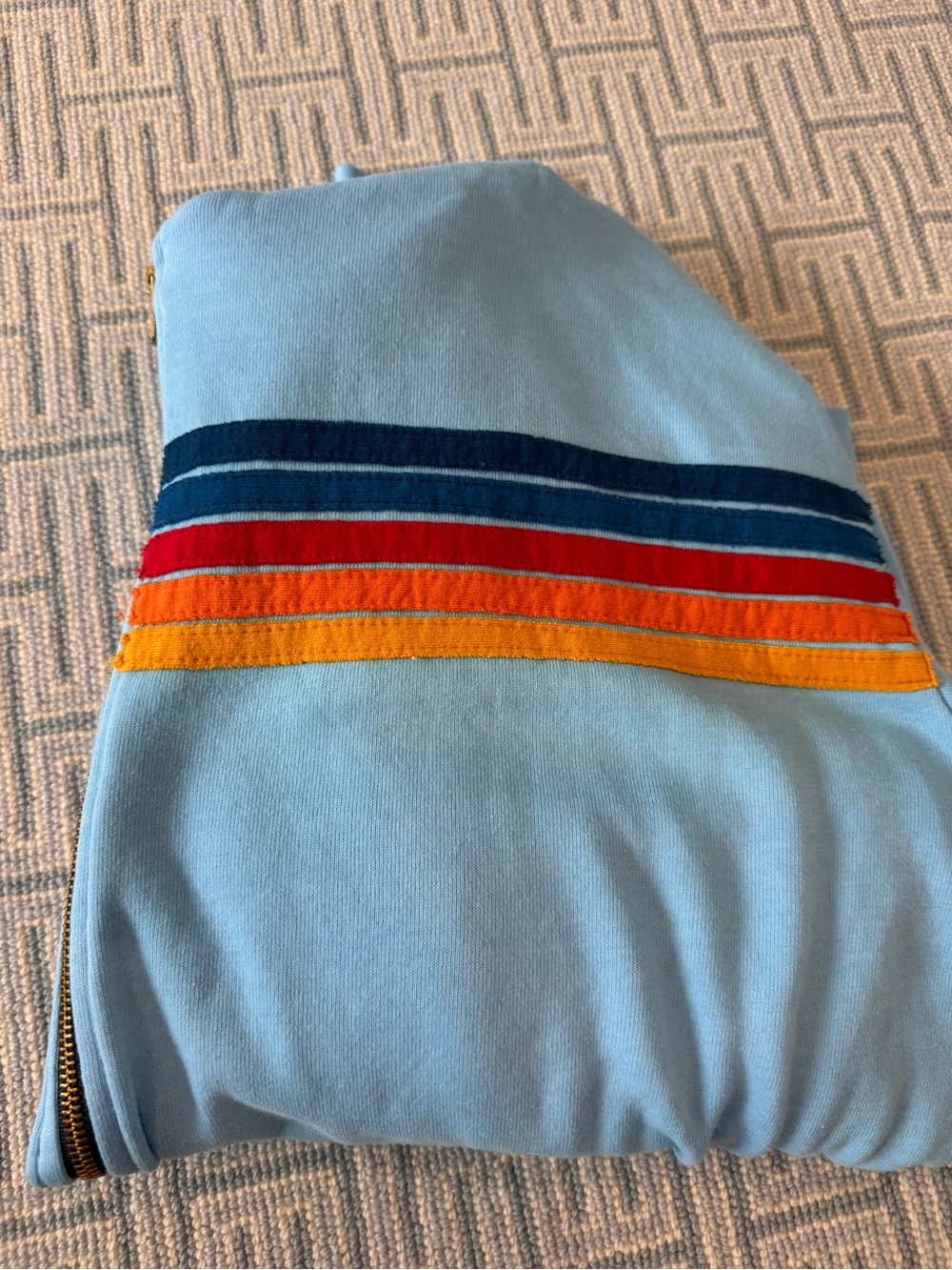 Like new Aviator Nation Light Blue Zip Hoodie with Multi-Stripe Detail - Picture 9 of 9